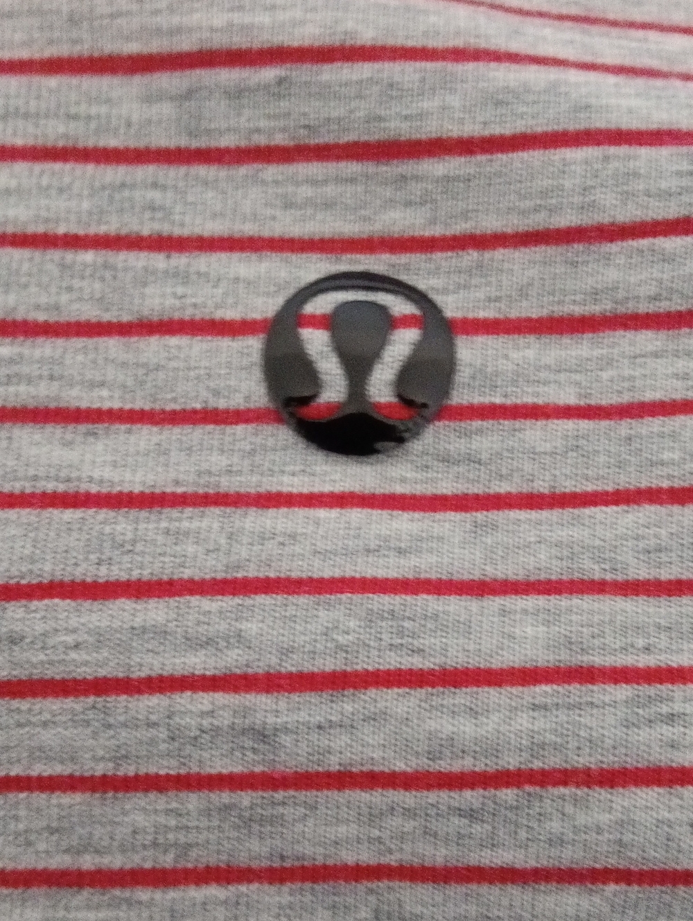 Lululemon Grey & Red Striped V-neck Tee
